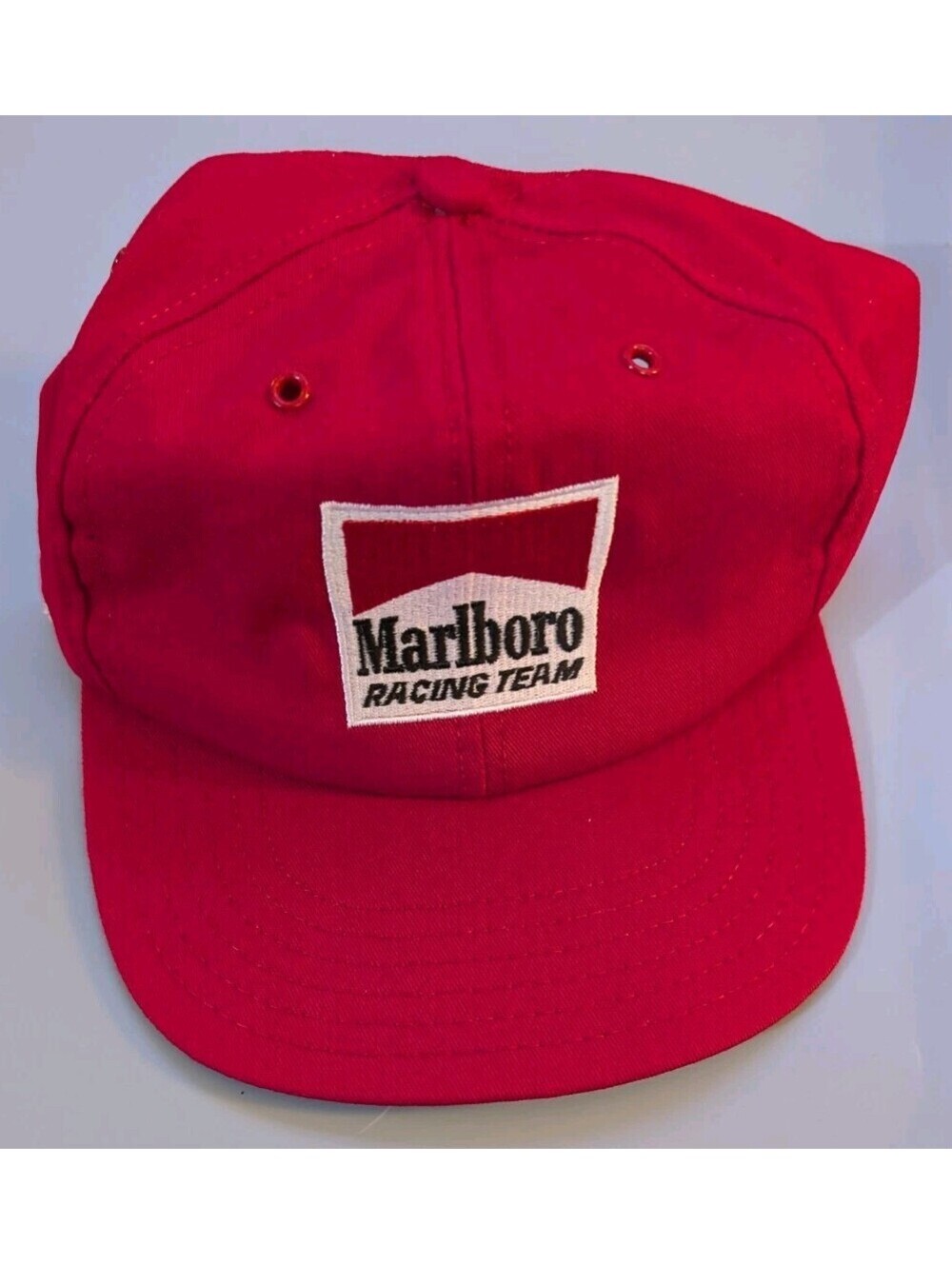 🔥 Vintage 80s Marlboro Racing Team Patch Snapback Hat Made In USA Red Cap